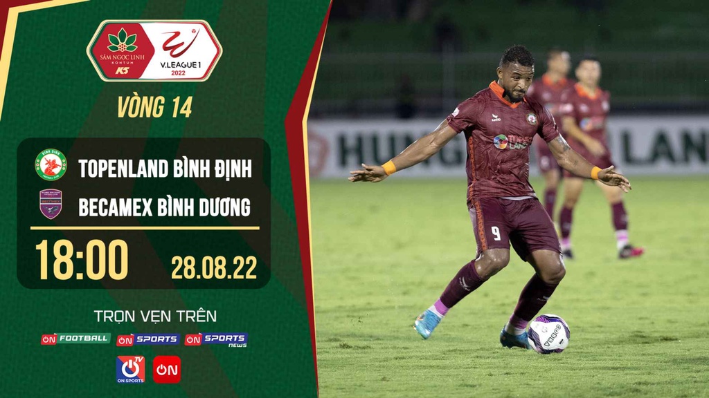 Link trực tiếp Topenland Bình Định vs Bình Dương lúc 18h ngày 28/8 giải V.League 2022