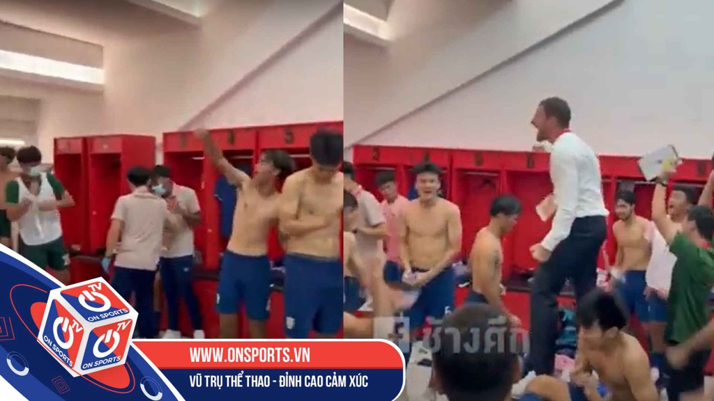 U19 Thái Lan ăn mừng “điên dại” trong phòng thay đồ sau trận hòa Việt Nam