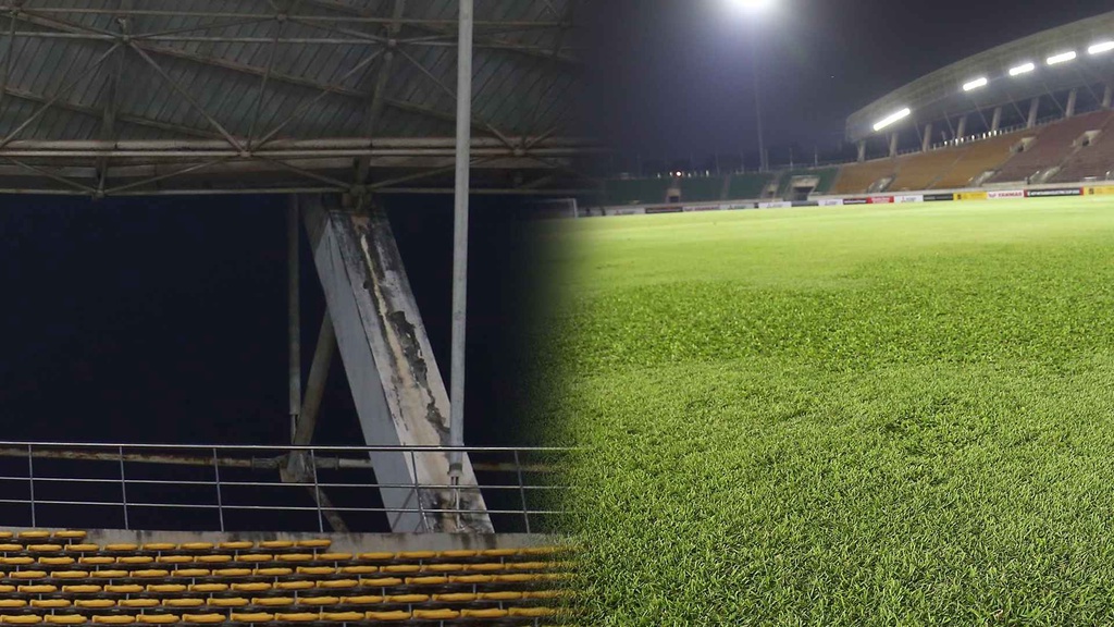 Cận cảnh SVĐ QG Lào cũ kỹ, cột trụ nứt toác, mặt sân gồ ghề trước trận đấu của tuyển Việt Nam
