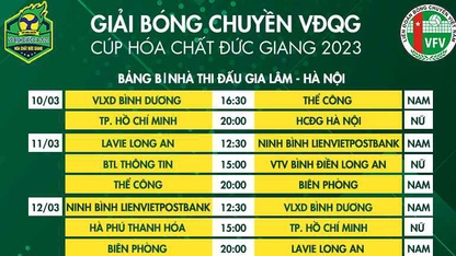 Link trực tiếp bóng chuyền giải VĐQG Cúp Hóa chất Đức Giang 2023 ngày 10/3